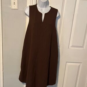 Elegant Brown Sleeveless Ribbed Maternity Dress